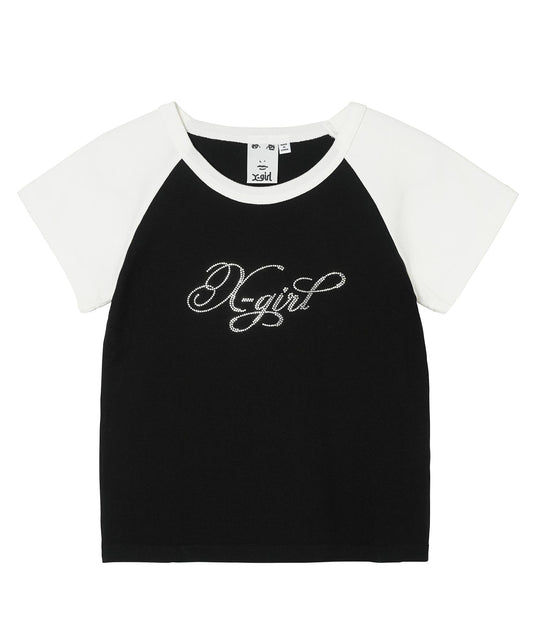 RHINESTONE LOGO S/S RAGLAN BABY TEE