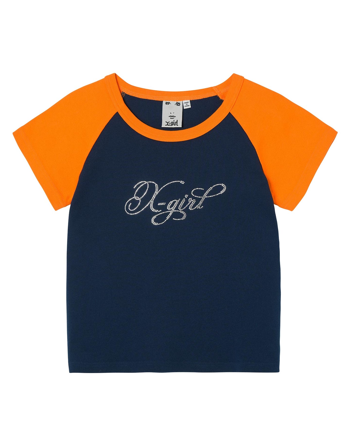 RHINESTONE LOGO S/S RAGLAN BABY TEE