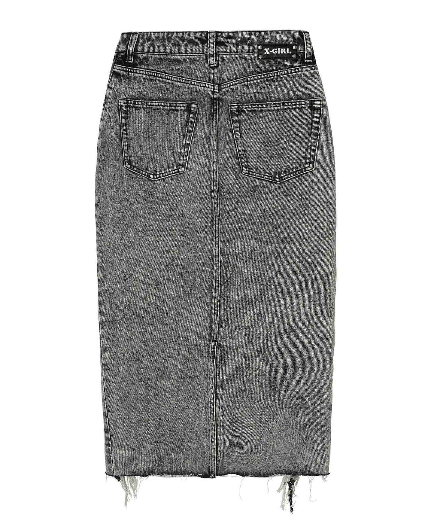 DISTRESSED DENIM SKIRT