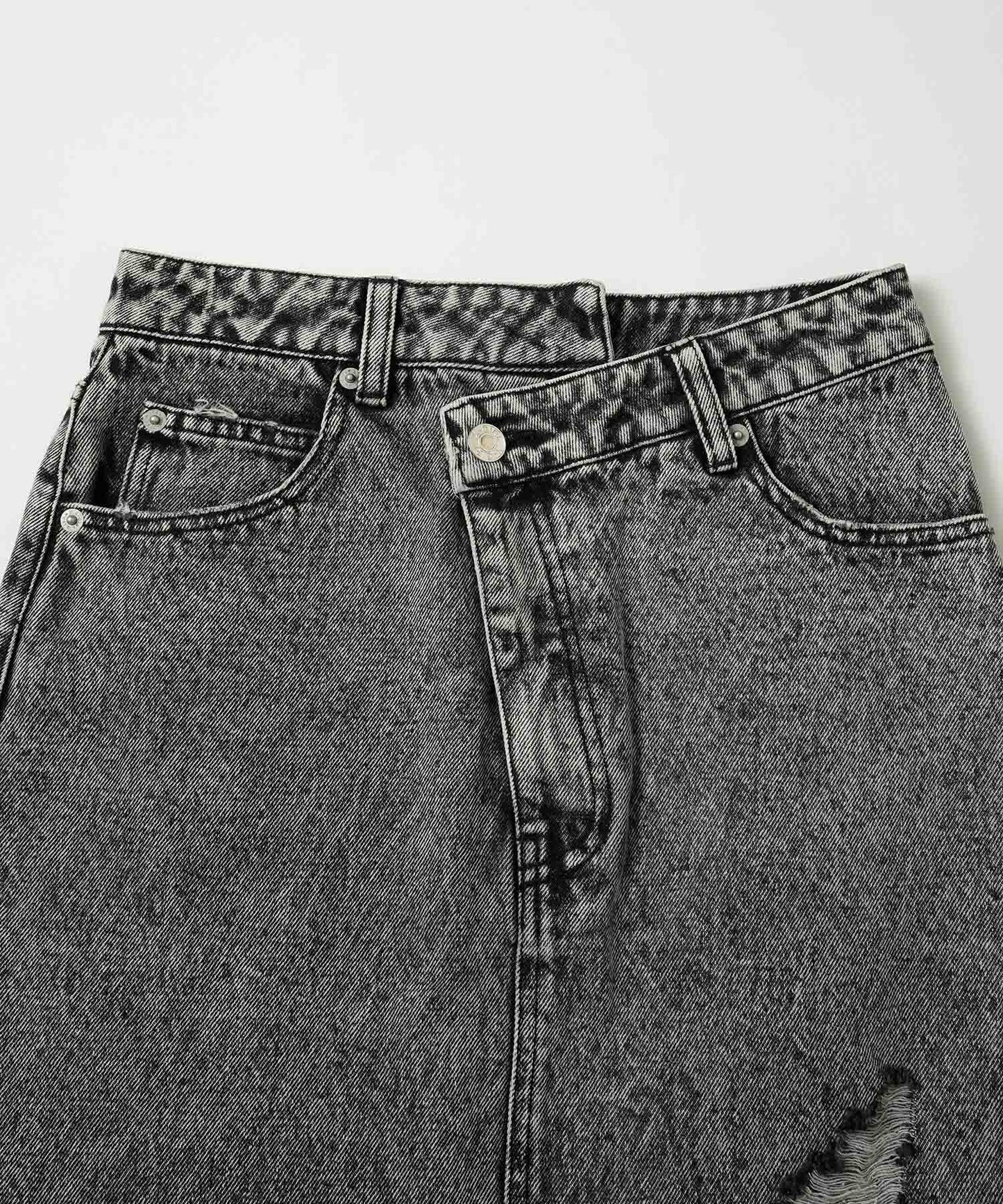 DISTRESSED DENIM SKIRT