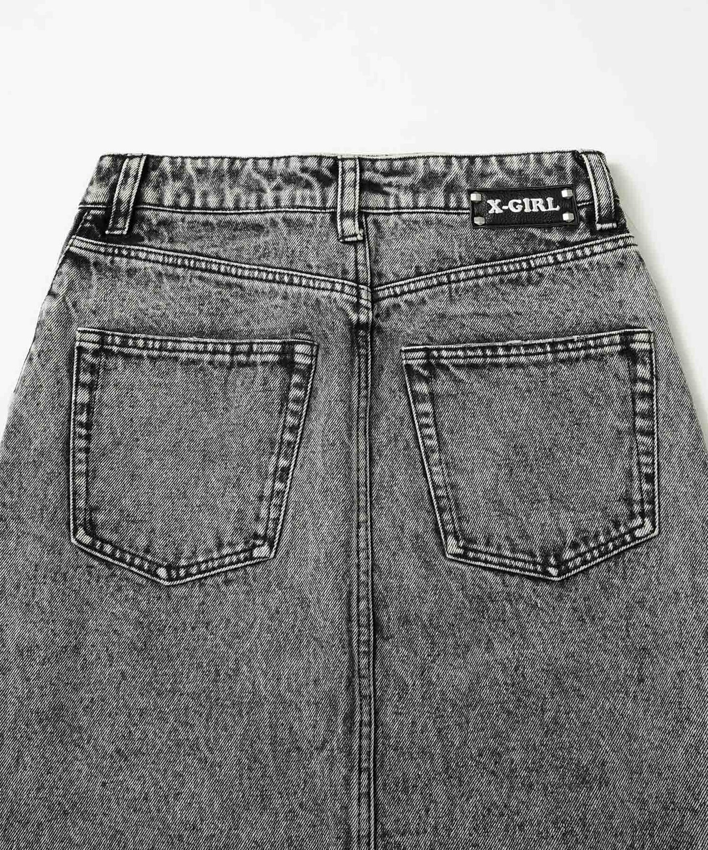 DISTRESSED DENIM SKIRT