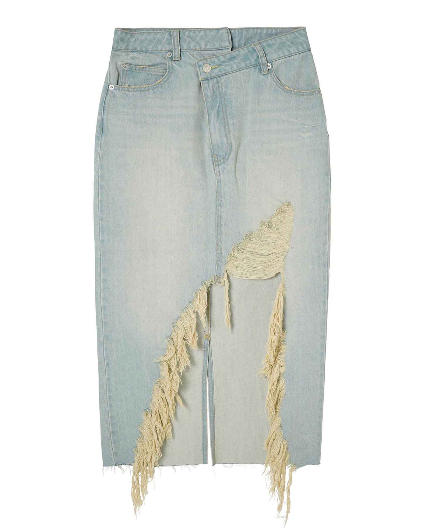 DISTRESSED DENIM SKIRT