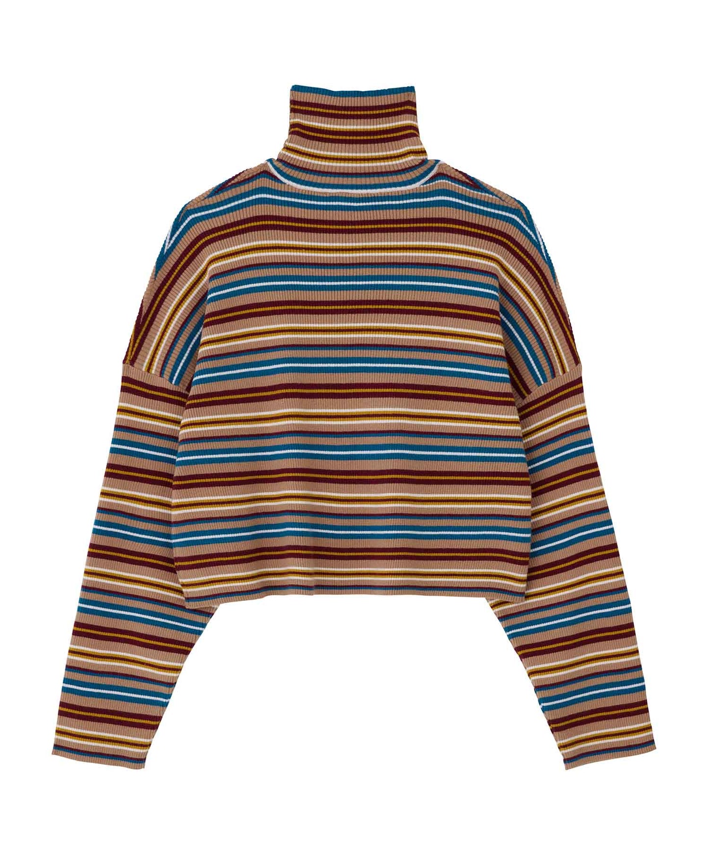 STRIPED HIGH NECK KNIT TOP