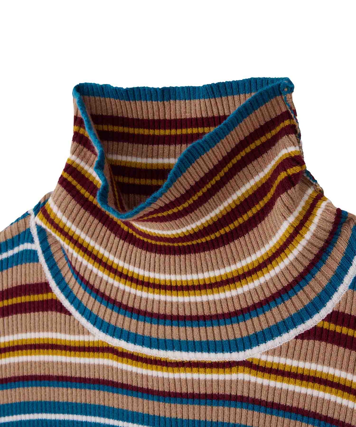 STRIPED HIGH NECK KNIT TOP