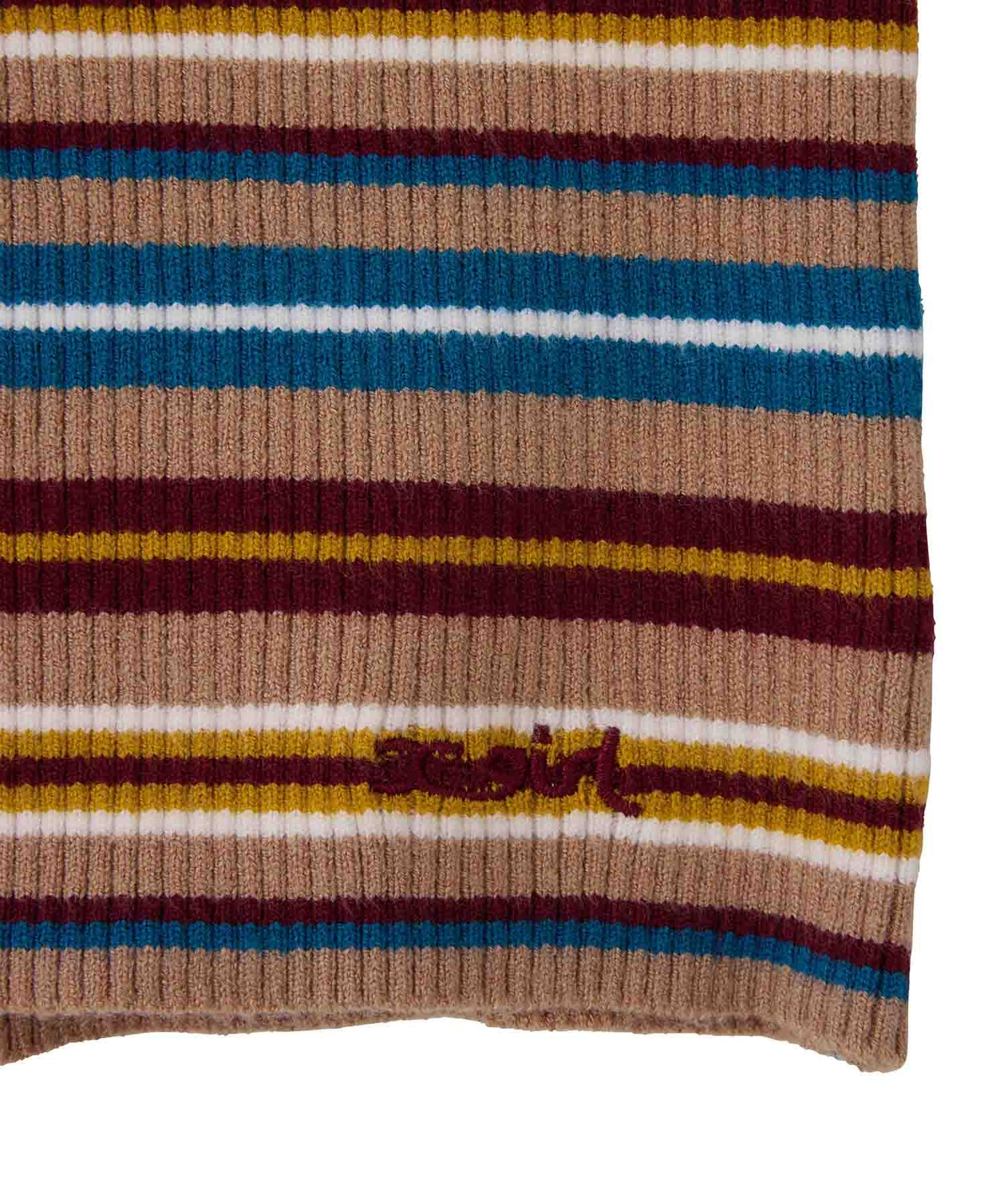 STRIPED HIGH NECK KNIT TOP