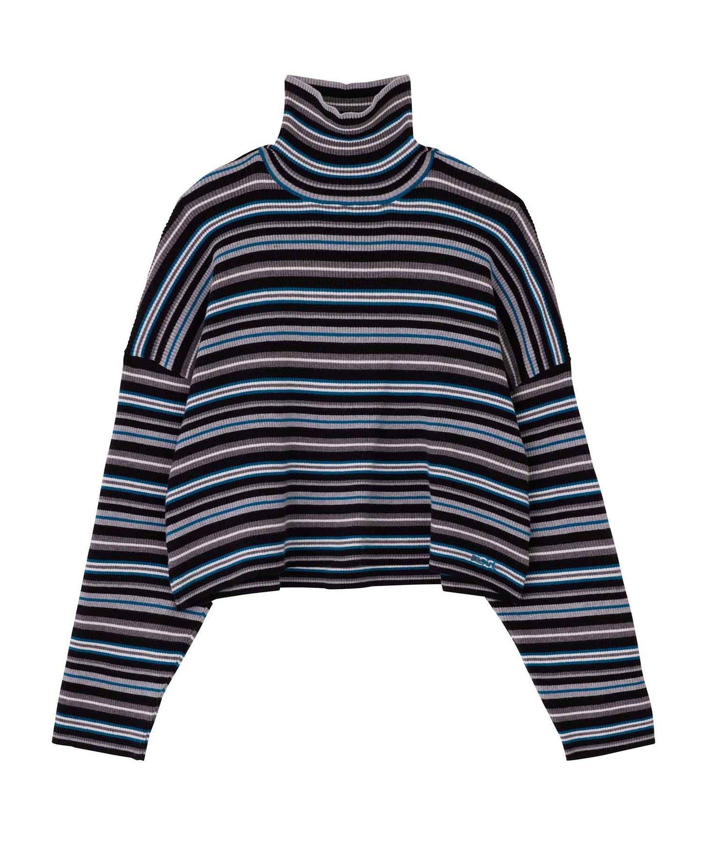 STRIPED HIGH NECK KNIT TOP