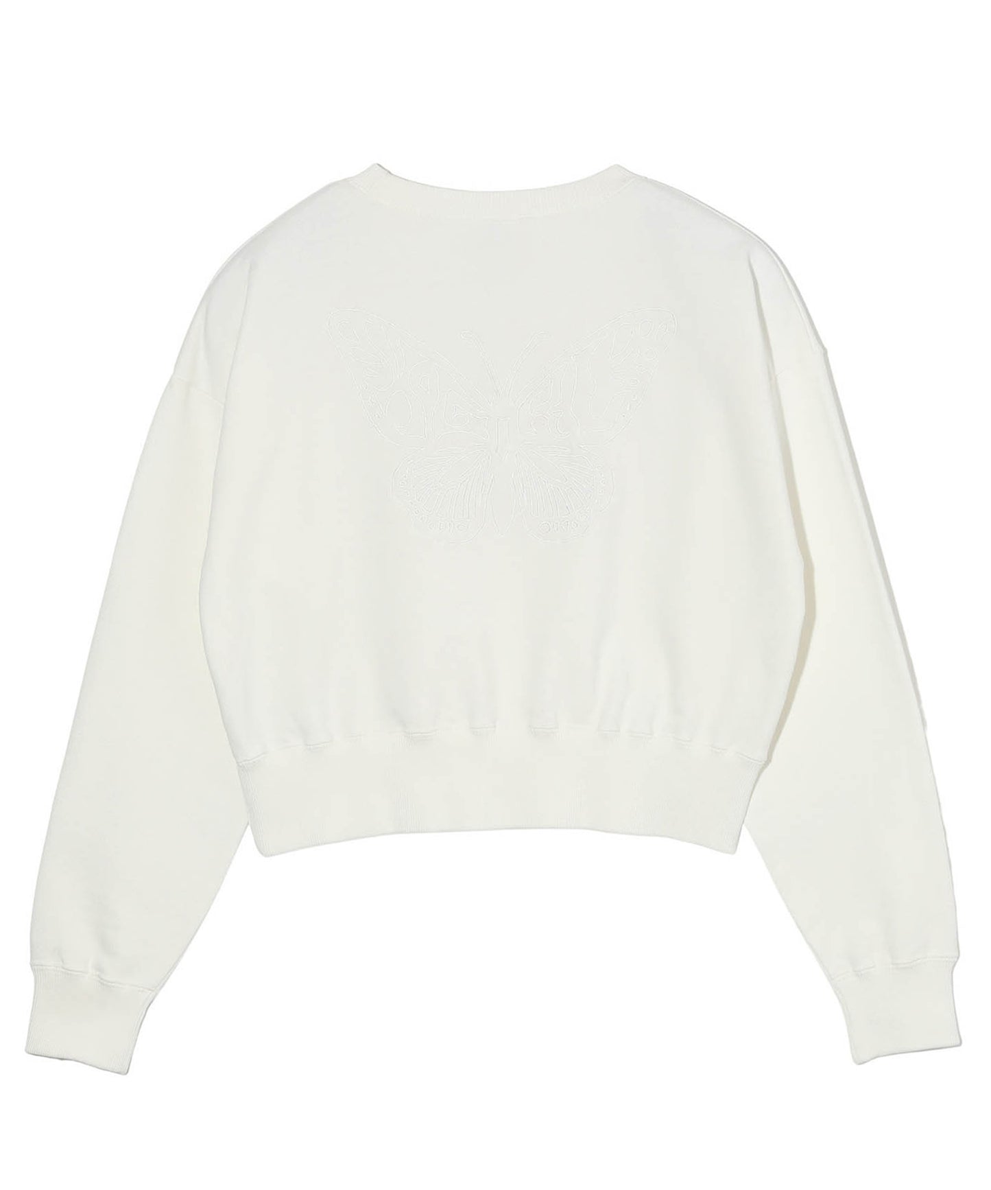BUTTERFLY EMBROIDERY COMPACT SWEAT TOP
