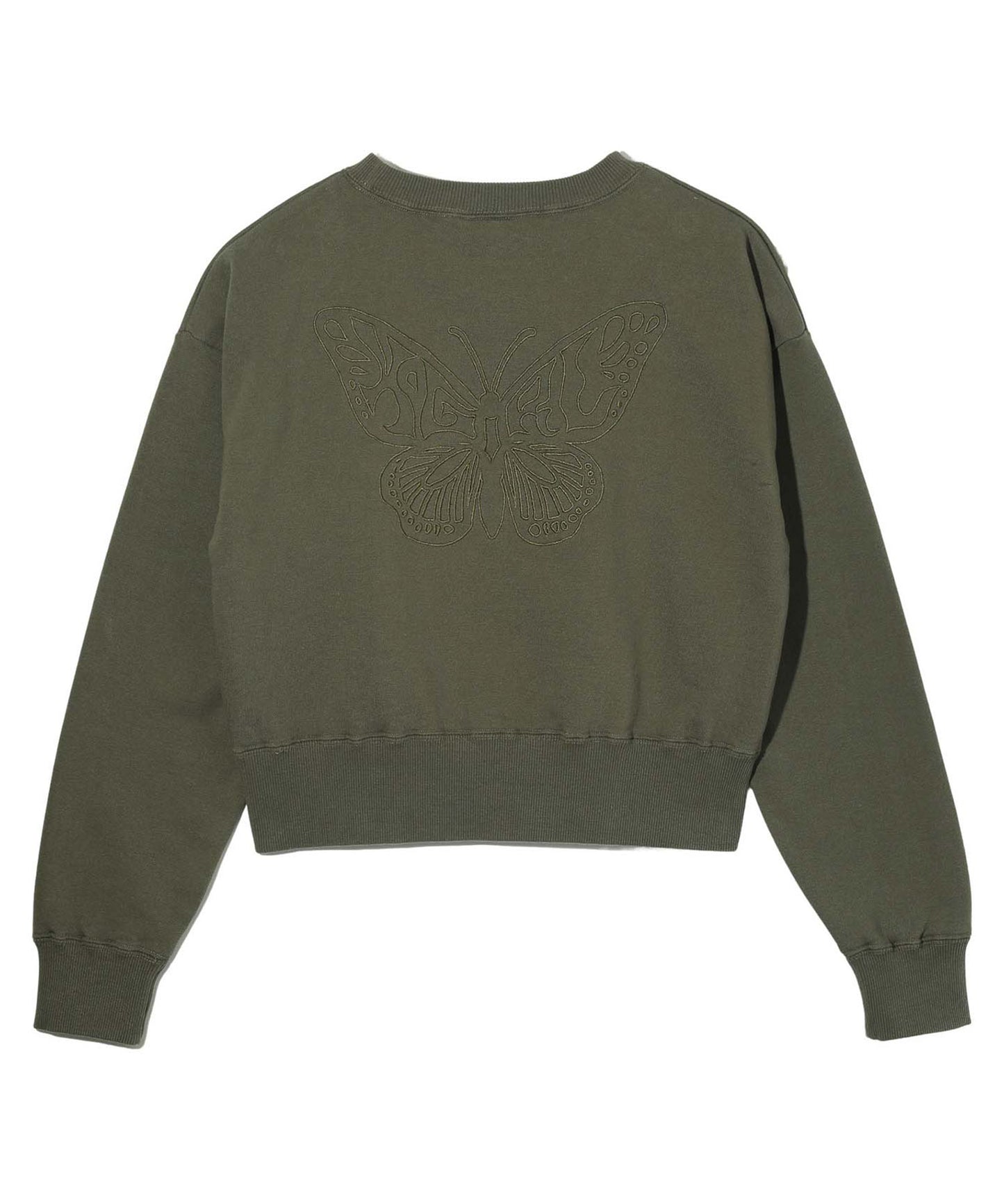 BUTTERFLY EMBROIDERY COMPACT SWEAT TOP