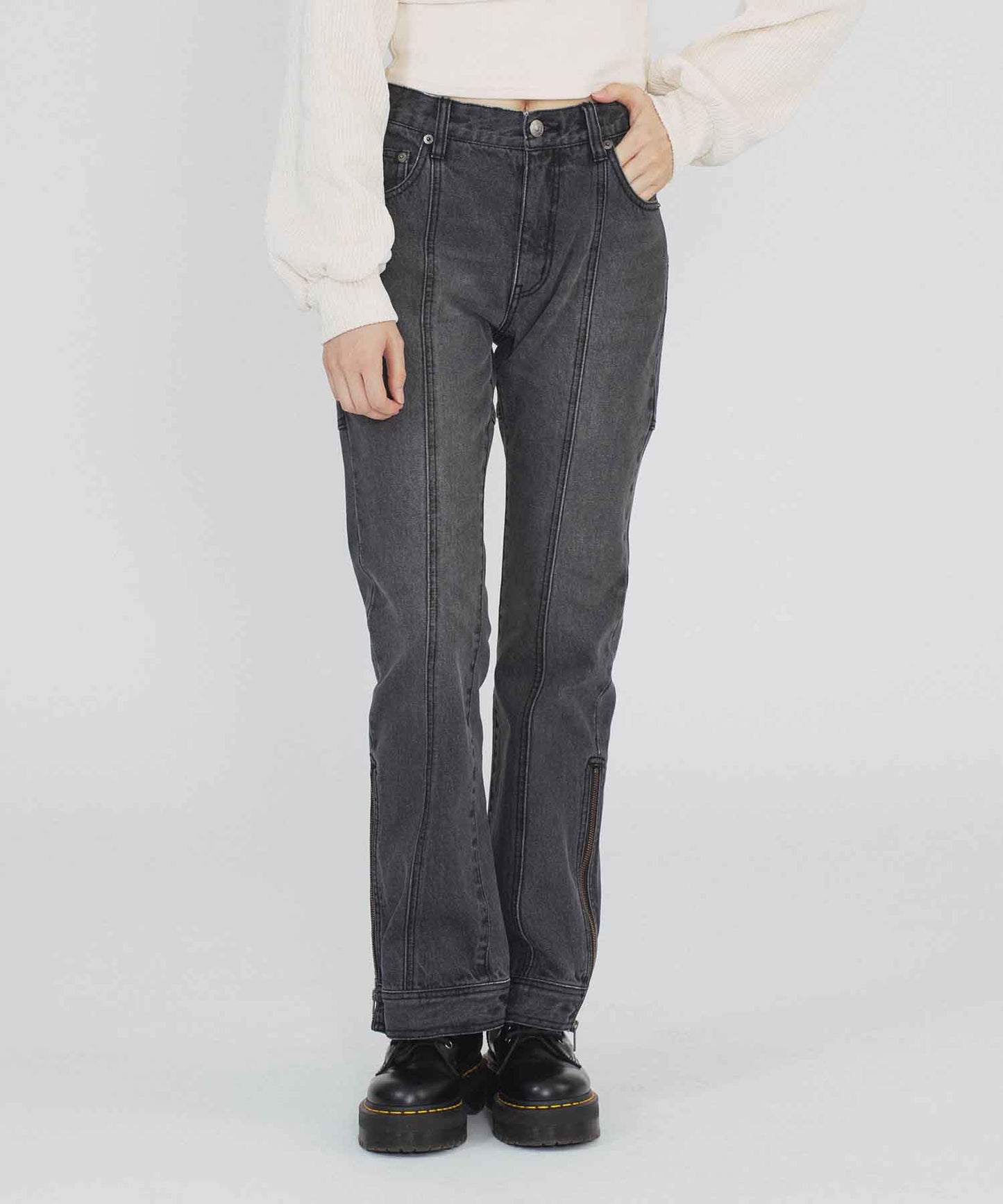 SIDE ZIP DENIM PANTS