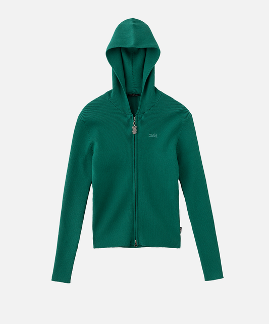 Rib-Knit Zip Hoodie