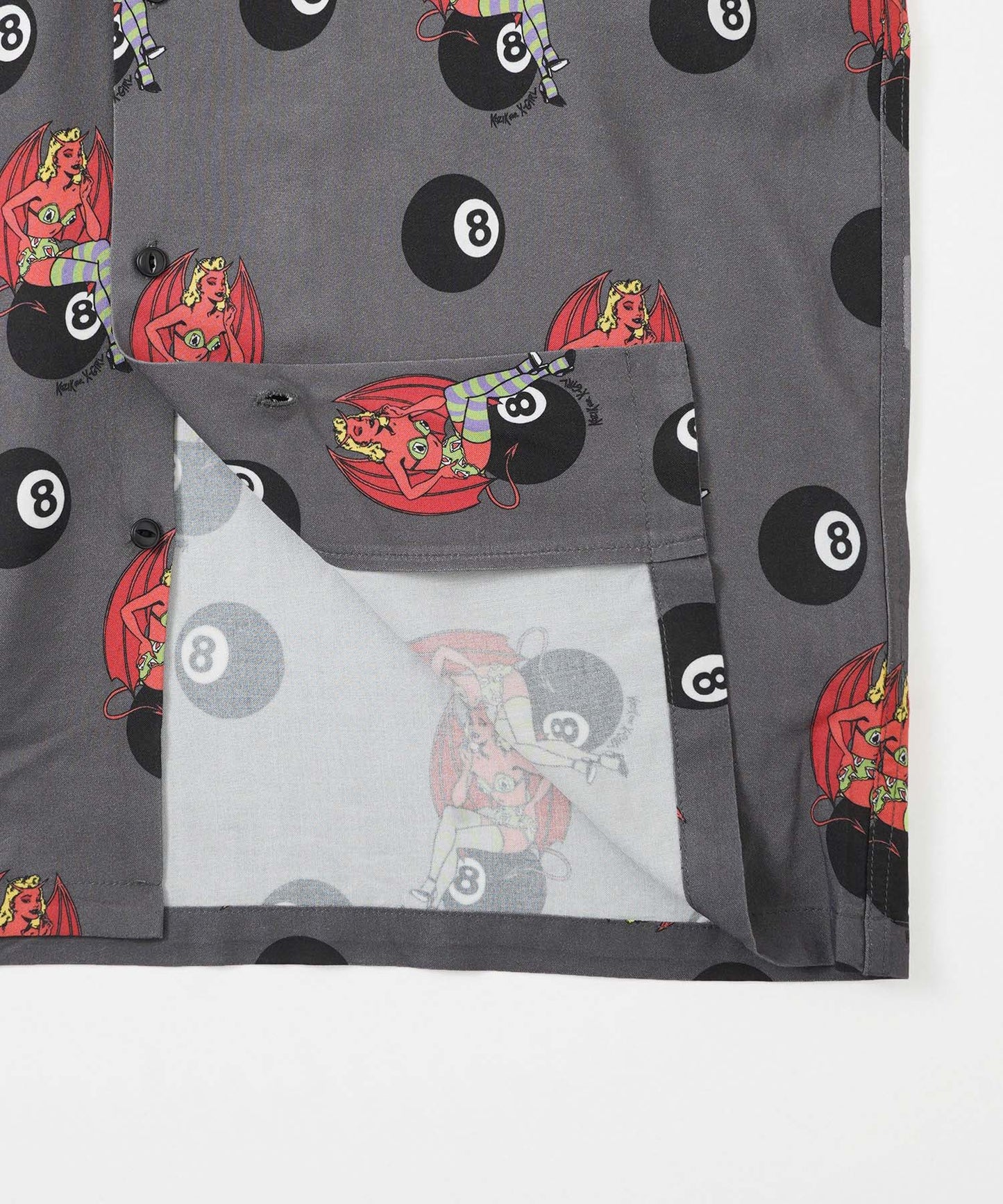 X-girl × KOZIK DEVIL GIRL OPEN COLLAR SHIRT