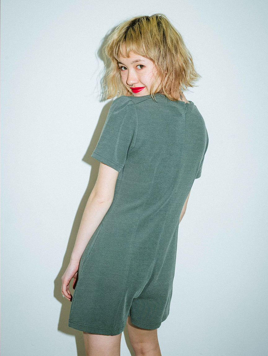 PUFF SLEEVE ROMPER, DRESS, X-Girl