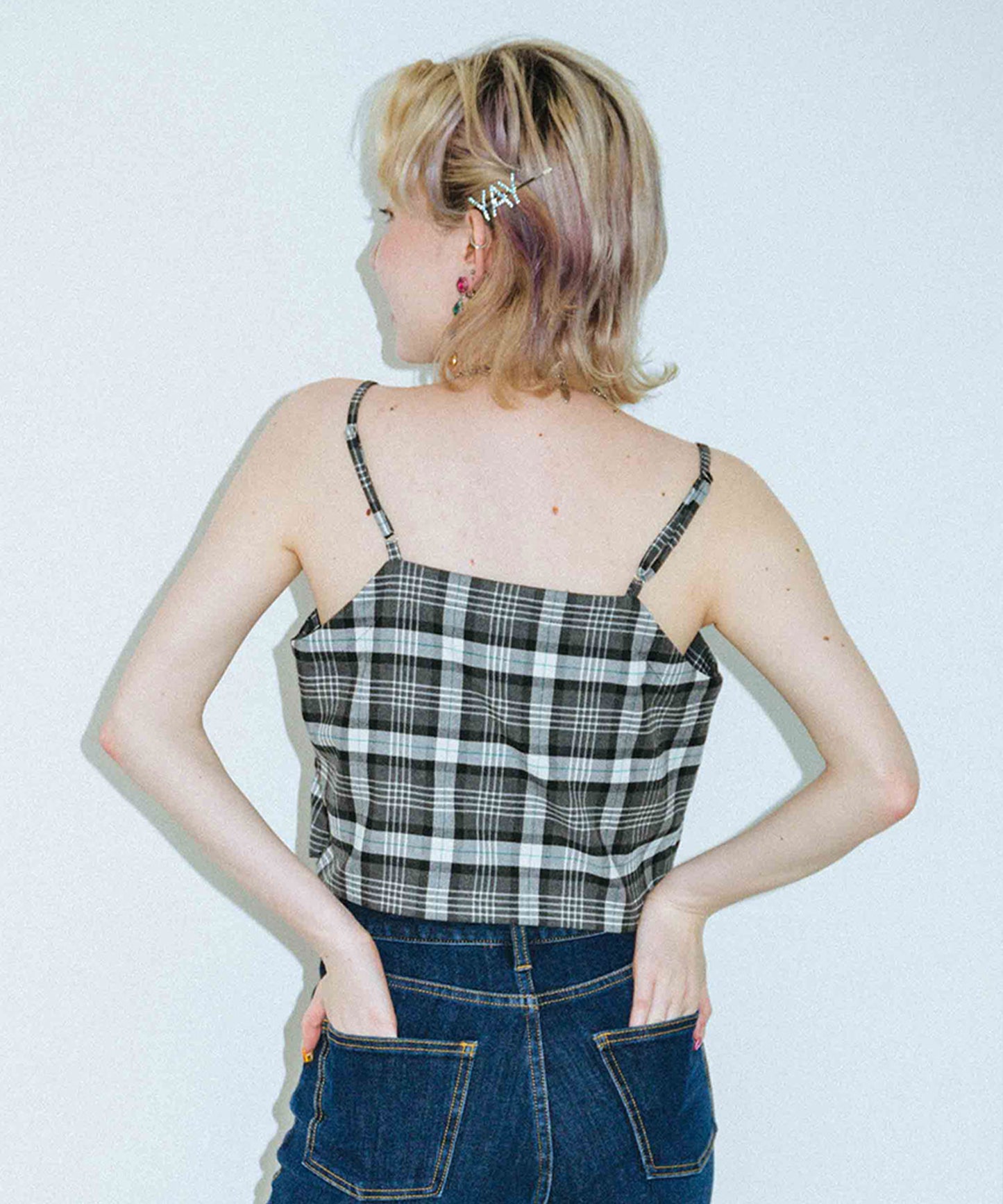 PLAID CAMISOLE, TOPS, X-Girl