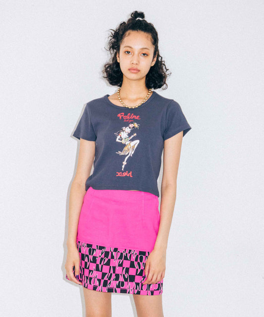 X-girl x FALINE ALOHA GIRL S/S BABY TEE