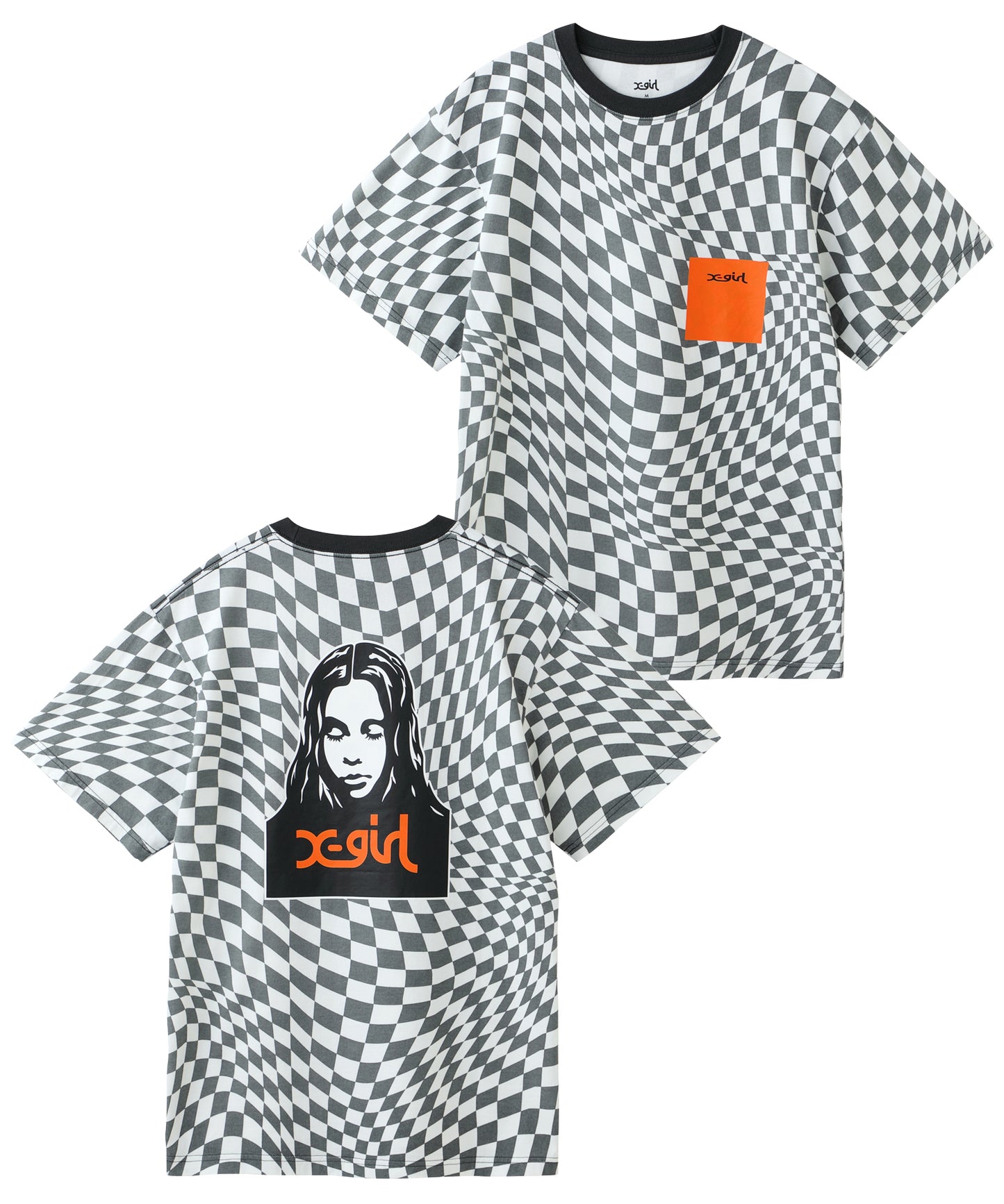 CHECKERED FACE S/S TEE, T-SHIRT, X-Girl
