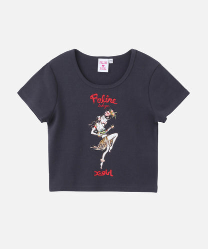 X-girl x FALINE ALOHA GIRL S/S BABY TEE