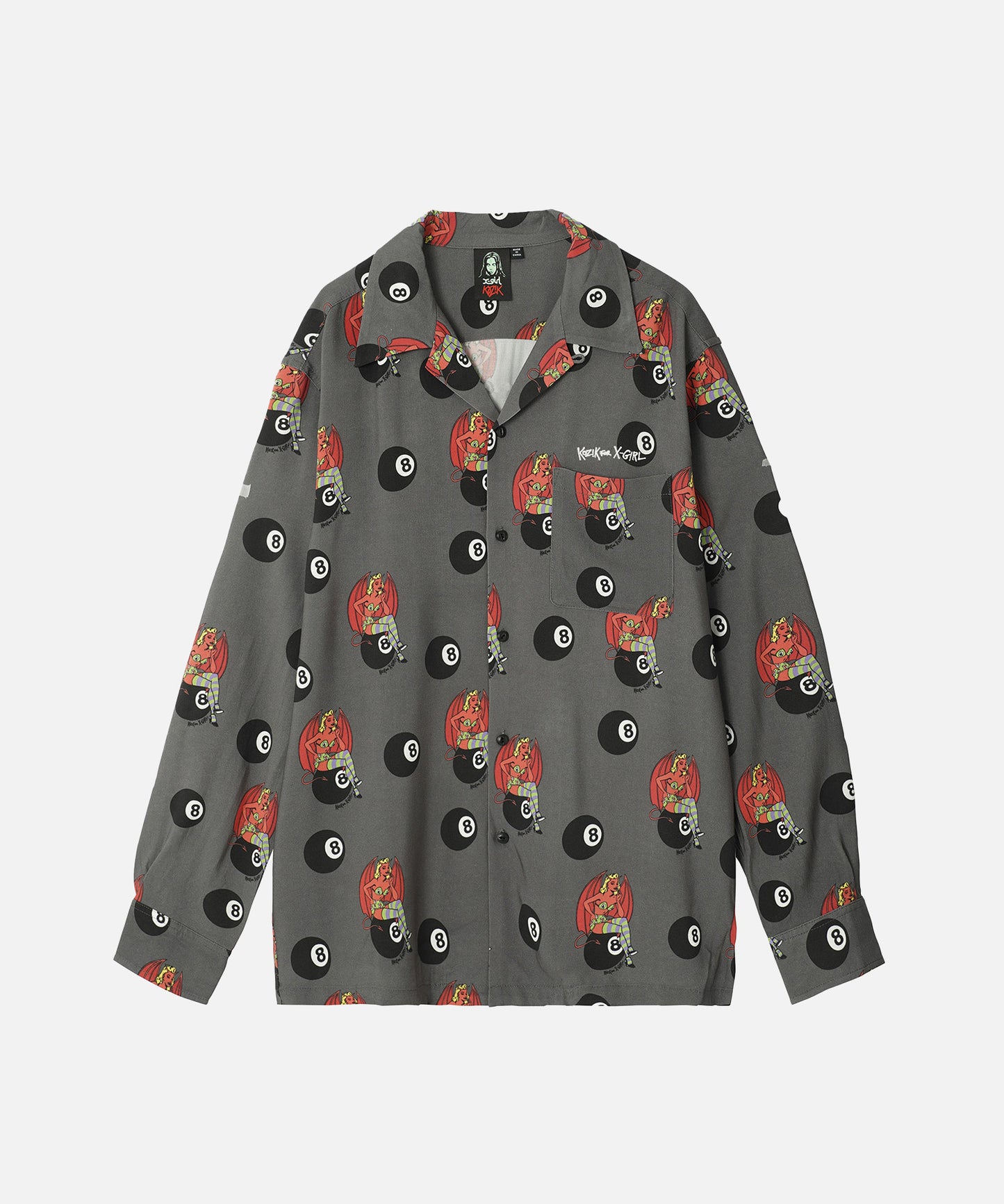 X-girl × KOZIK DEVIL GIRL OPEN COLLAR SHIRT