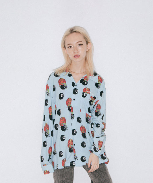 X-girl × KOZIK DEVIL GIRL OPEN COLLAR SHIRT