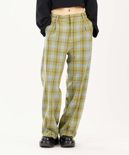 PLAID STRAIGHT LEG PANTS