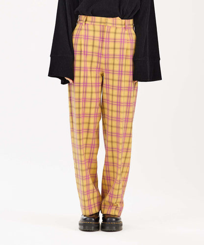 PLAID STRAIGHT LEG PANTS