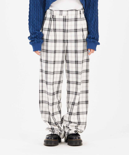 PLAID STRAIGHT LEG PANTS