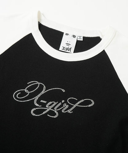 RHINESTONE LOGO S/S RAGLAN BABY TEE