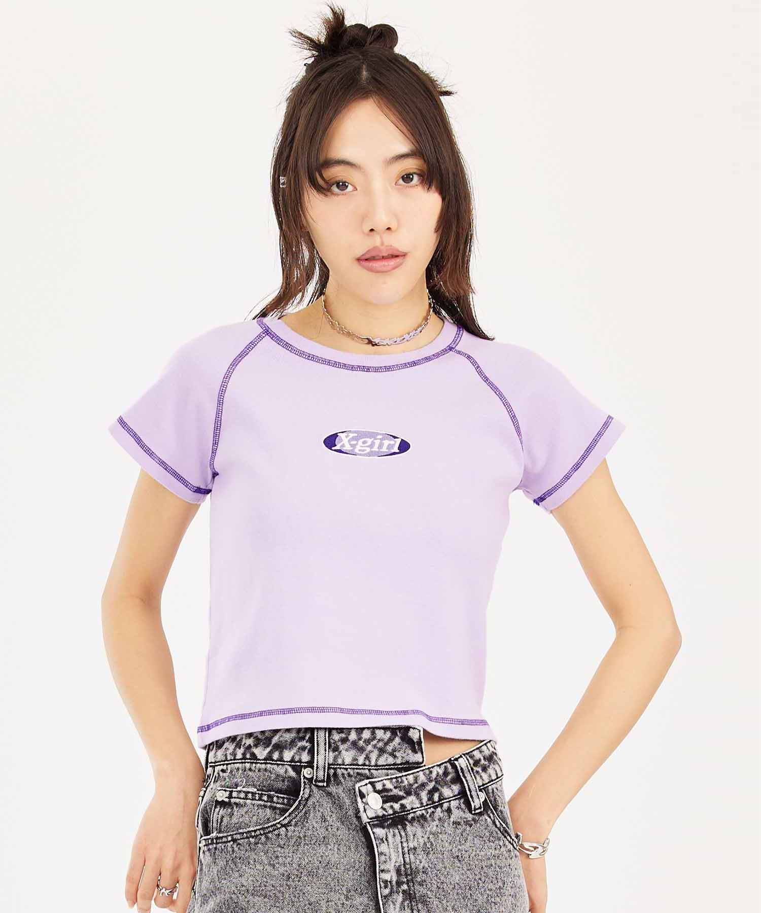 BICOLOR STITCH S/S BABY TEE