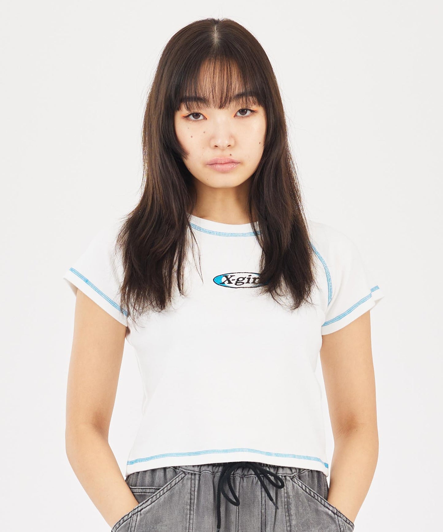 BICOLOR STITCH S/S BABY TEE