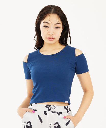 CUT OUT SHOULDER S/S TOP