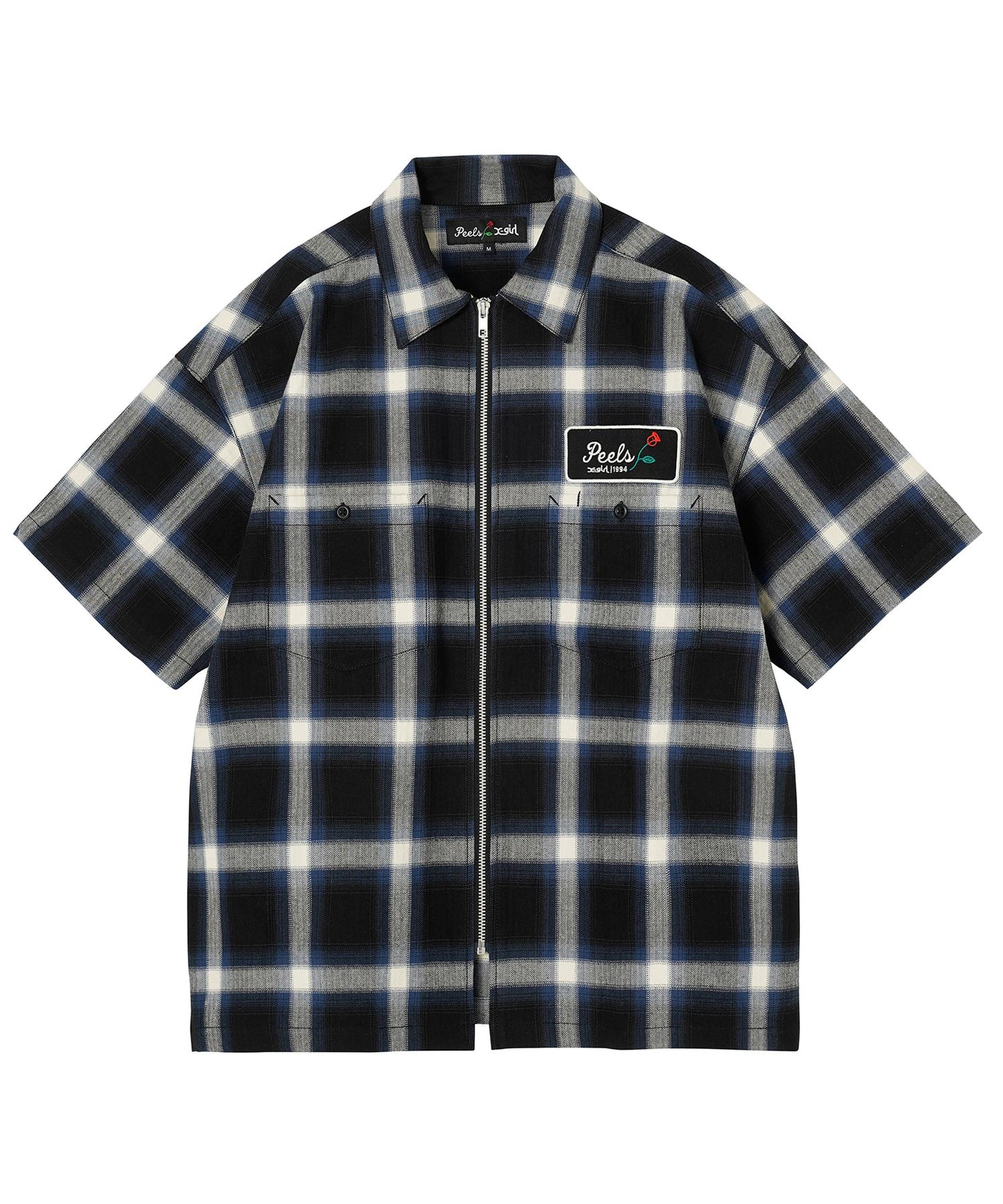X-girl x Peels PLAID ZIP UP SHIRT