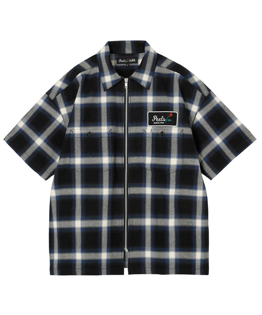 X-girl x Peels PLAID ZIP UP SHIRT