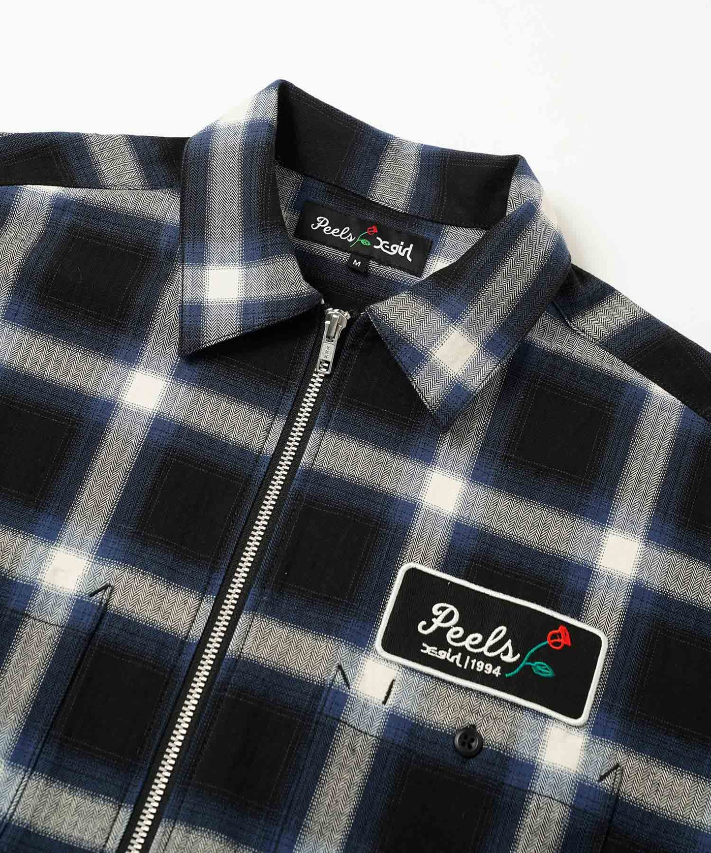 X-girl x Peels PLAID ZIP UP SHIRT