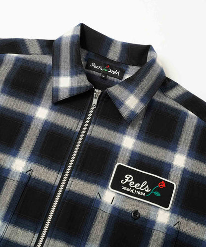 X-girl x Peels PLAID ZIP UP SHIRT