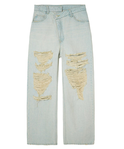 DISTRESSED DENIM PANTS