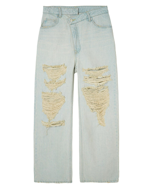 DISTRESSED DENIM PANTS