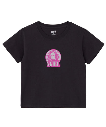 GLITTER CIRCLE BACKGROUND FACE LOGO S/S BABY TEE