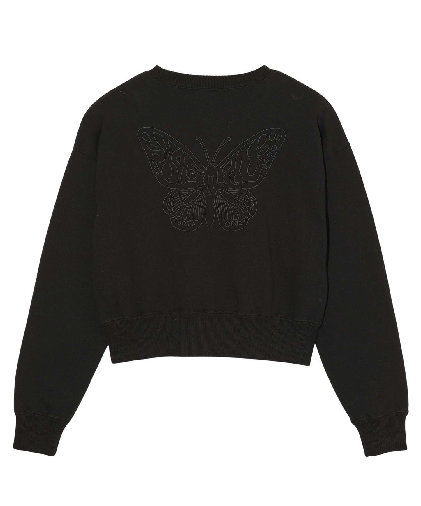 BUTTERFLY EMBROIDERY COMPACT SWEAT TOP
