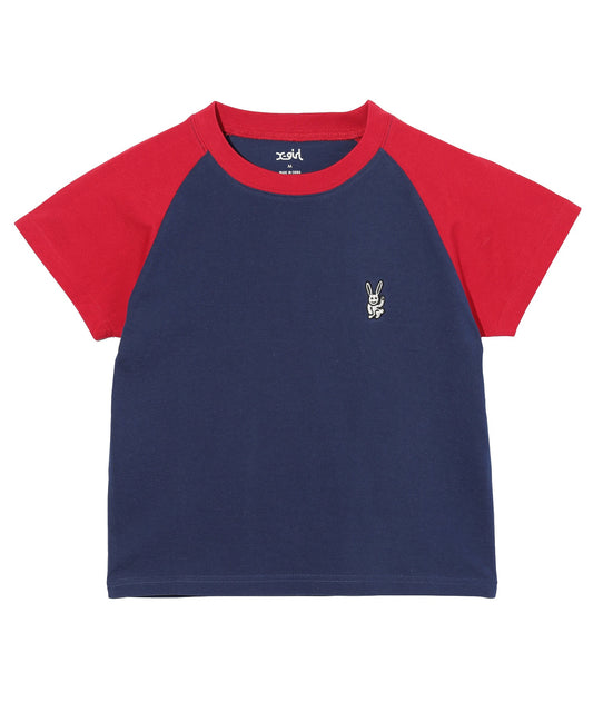 EMBROIDERED BUNNY RAGLAN SLEEVE BABY TEE