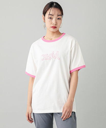 OUTLINE MILLS LOGO S/S RINGER TEE