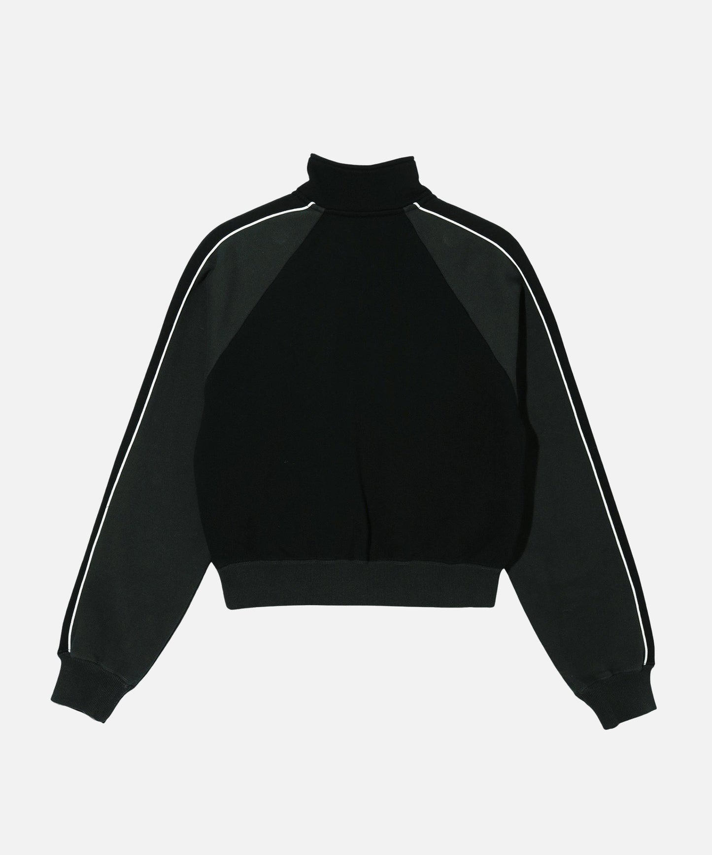 STRIPED SLEEVE COMPACT ZIP UP SWEATSHIRT