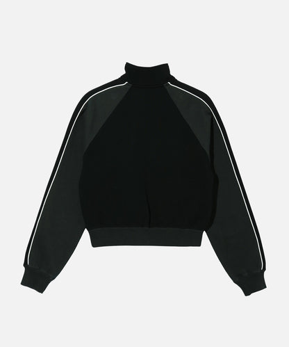 STRIPED SLEEVE COMPACT ZIP UP SWEATSHIRT