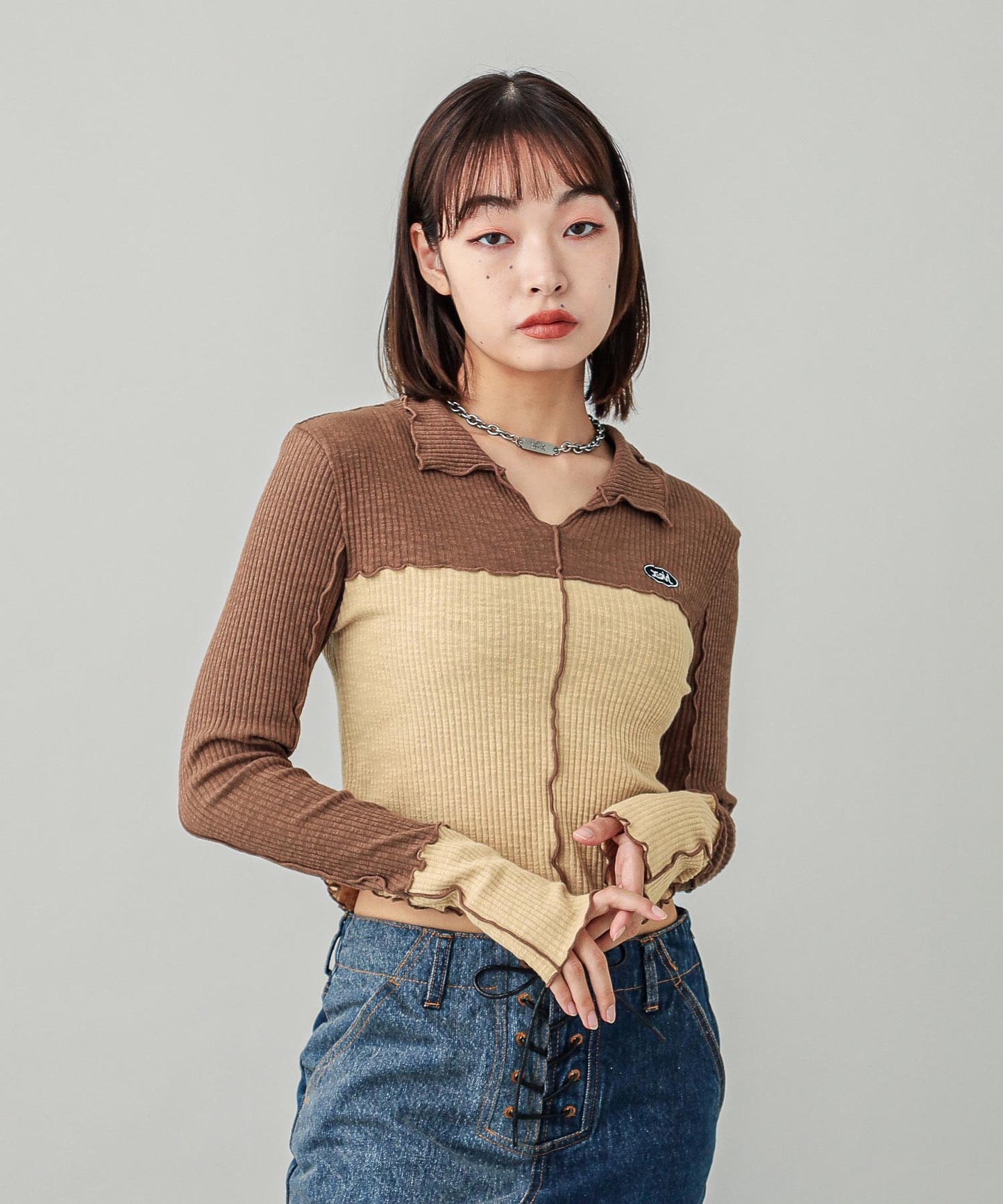 BICOLOR COMPACT PULLOVER SHIRT