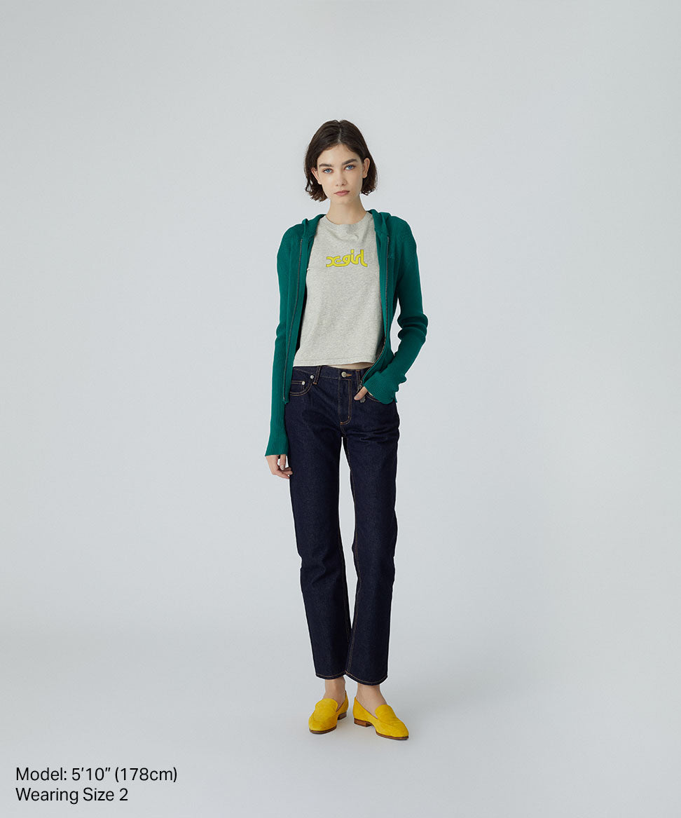 Rib-Knit Zip Hoodie