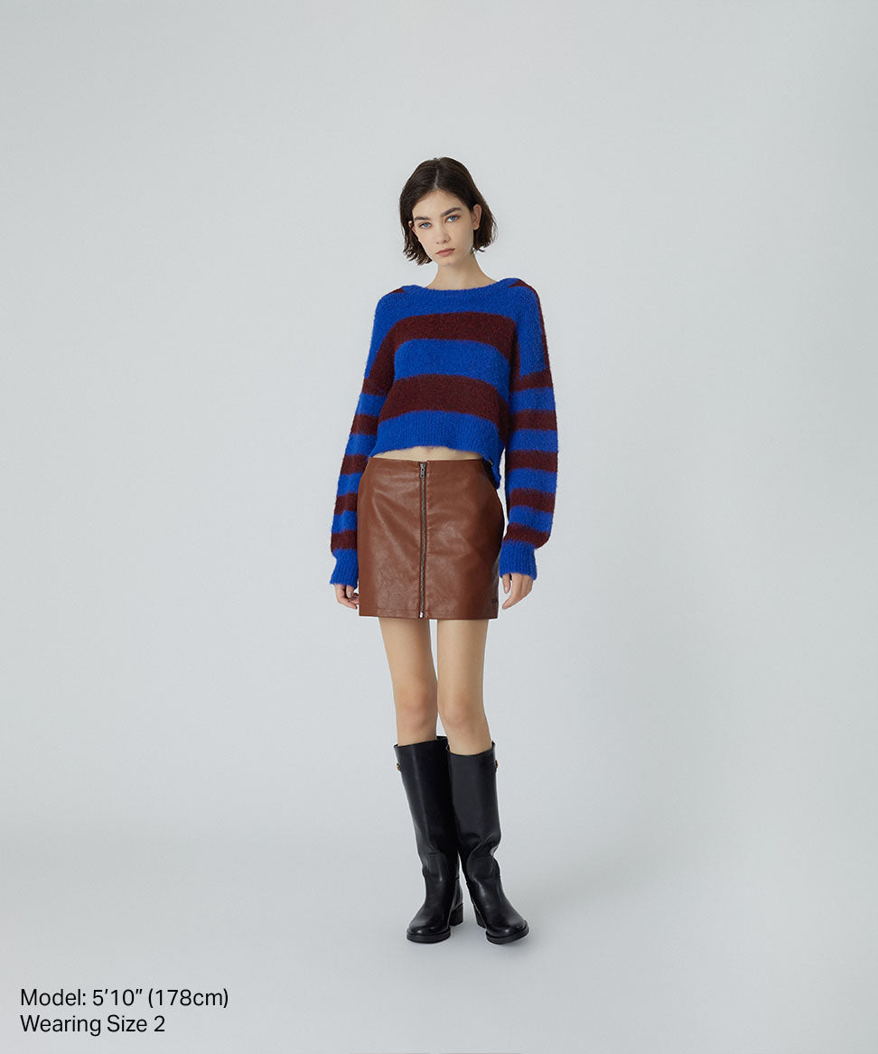 Faux Leather Zip Skirt