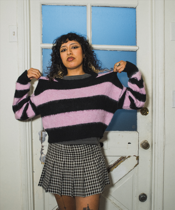 Grungy Knitted Striped Sweater