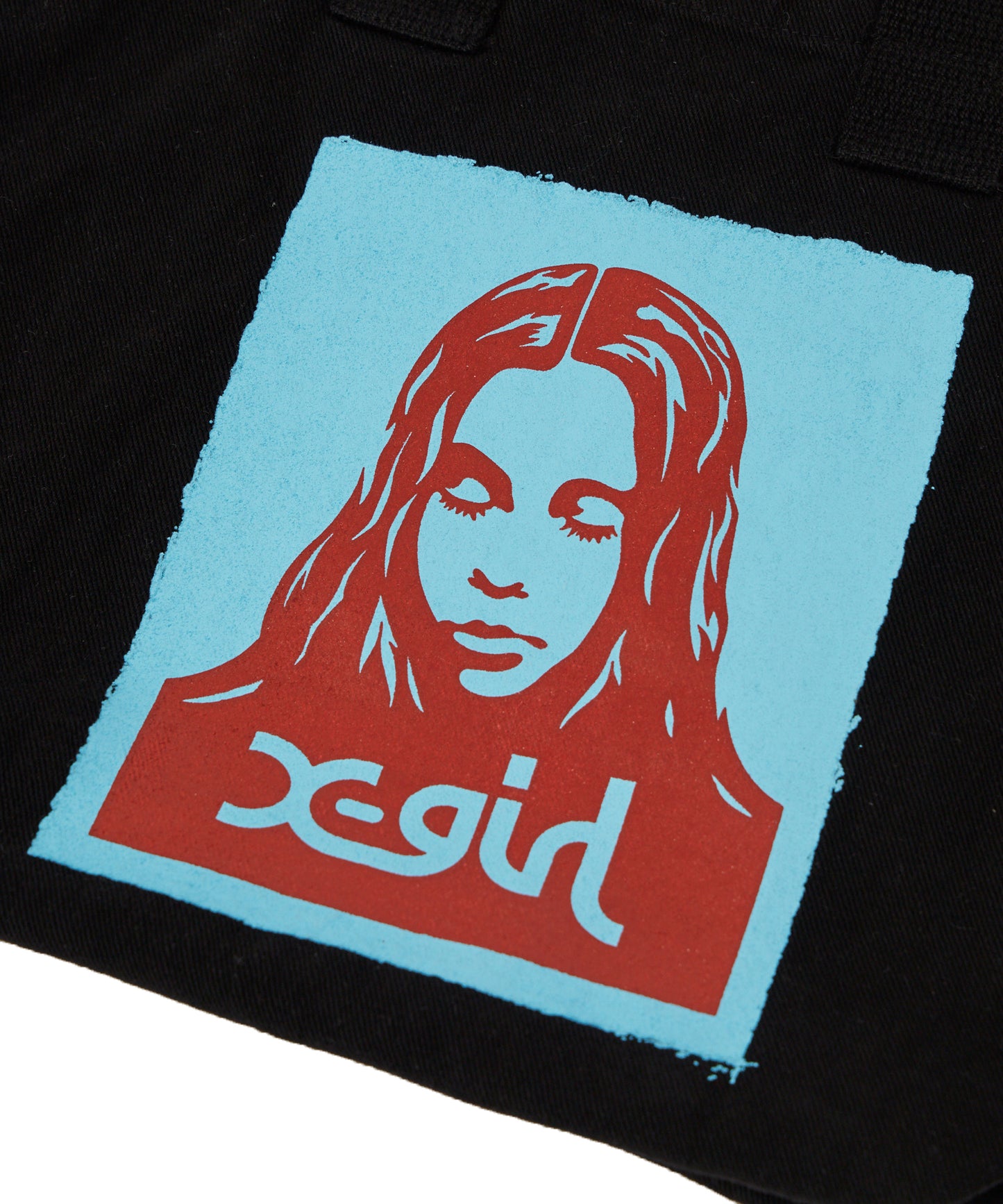 FACE POSTER WASHED DENIM TOTE BAG