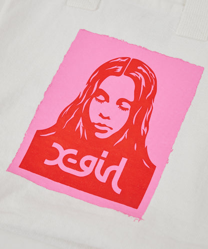 FACE POSTER WASHED DENIM TOTE BAG