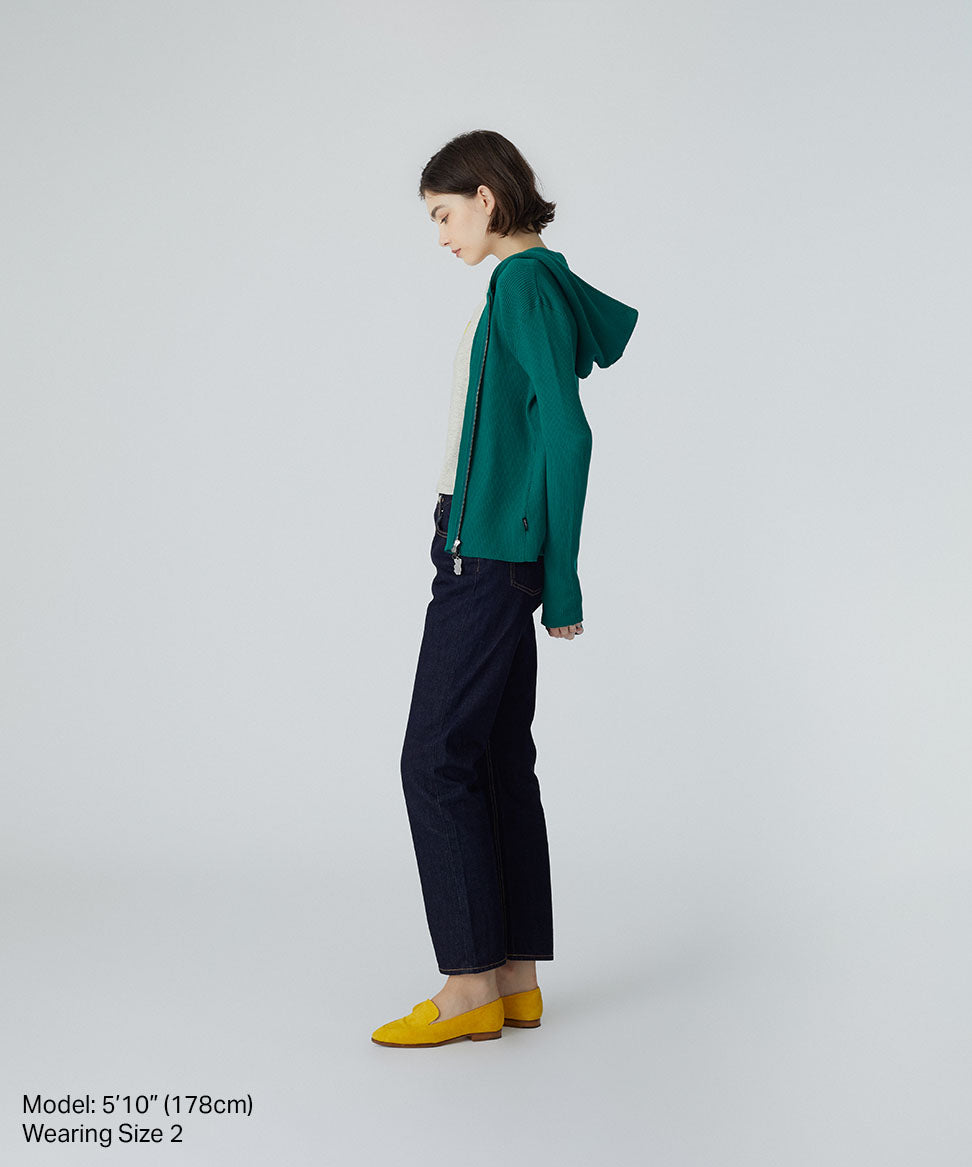 Rib-Knit Zip Hoodie