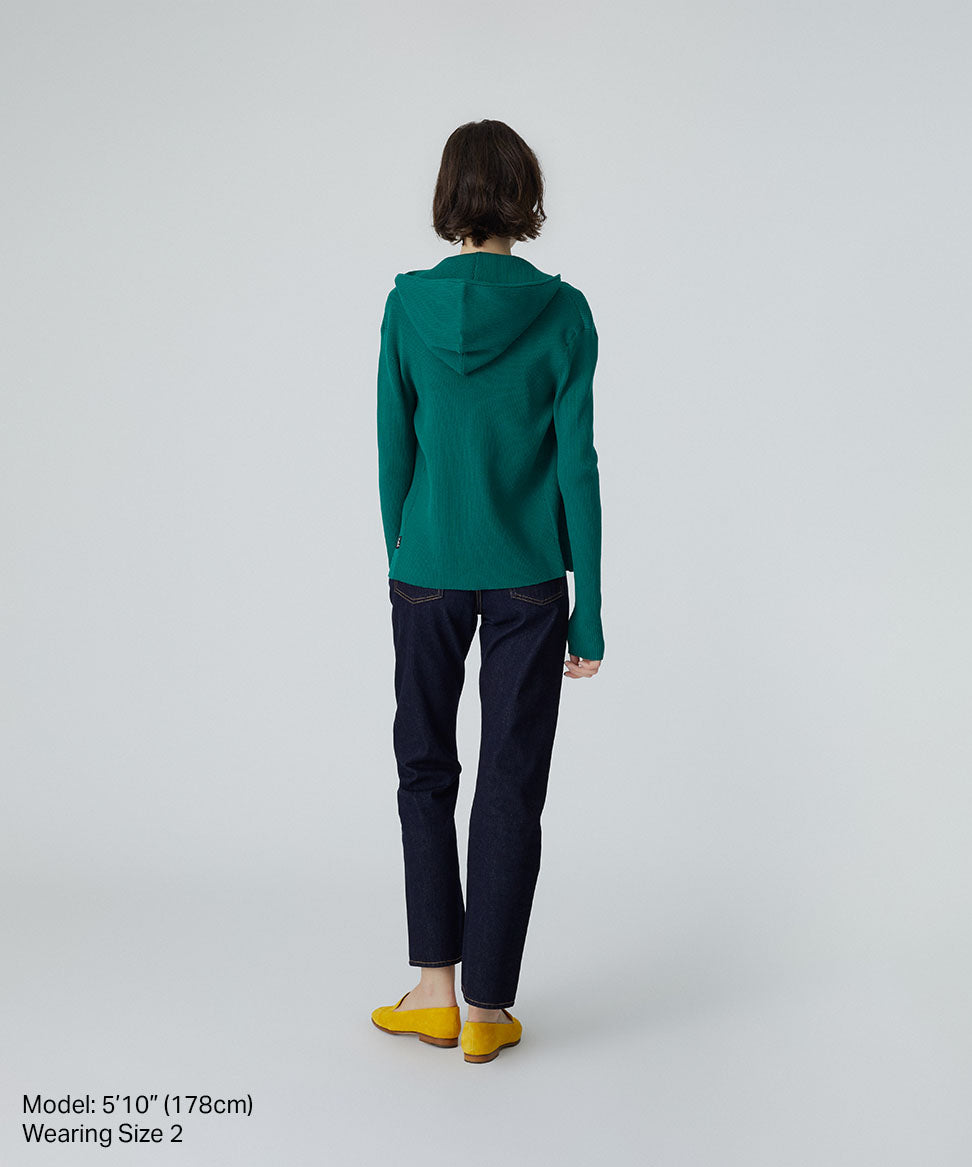 Rib-Knit Zip Hoodie