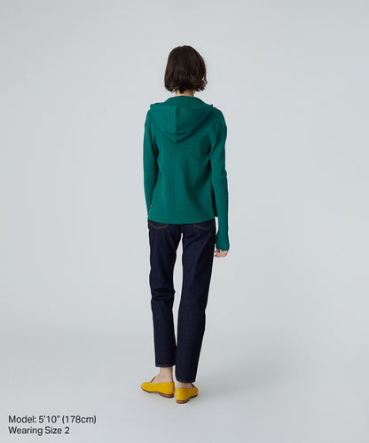 Rib-Knit Zip Hoodie